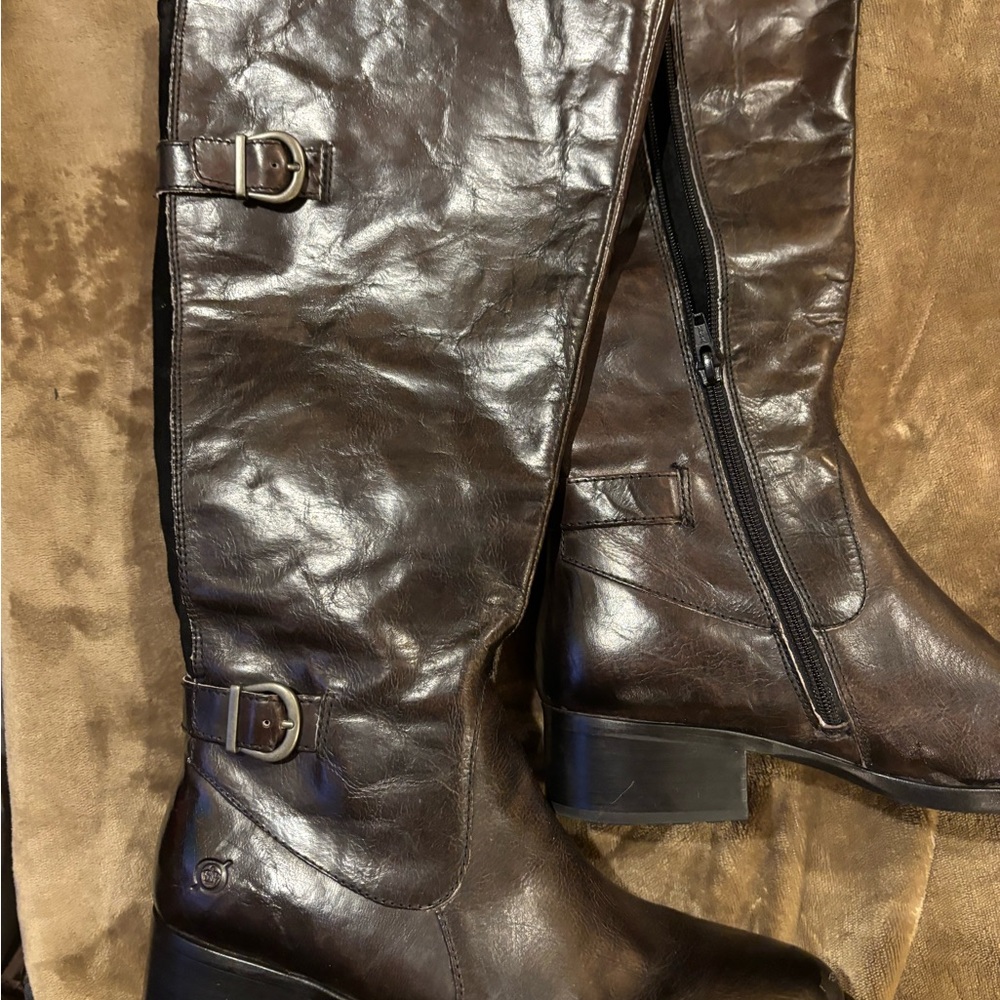 Brown Leather Knee-High Boots
